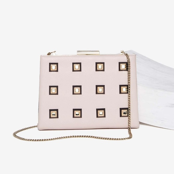 Nasty Gal Handbags - Nasty Gal - Power Grid Studded Crossbody Bag  Nude